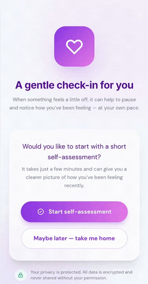 The UpLift check-in screen